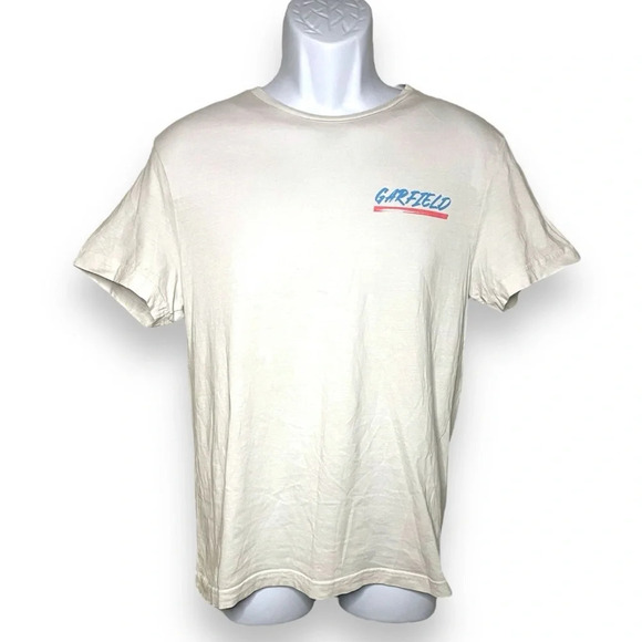 H&M Garfield Drop the Beat Graphic T-Shirt Small | Beige Cotton Tee - Picture 7 of 9